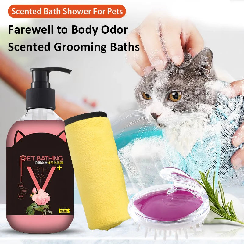 500Ml Pet Shower Gel Beauty Hair Care Cleaning Deodorizing Cat Dog Shampoo De Mite anti Itch Long Lasting Fragrance Pet Supplies