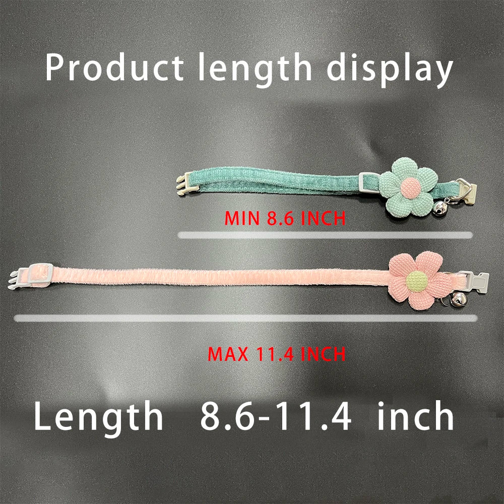 Collier Chat Élégant avec Fleur - Boucle Ajustable et Clochette