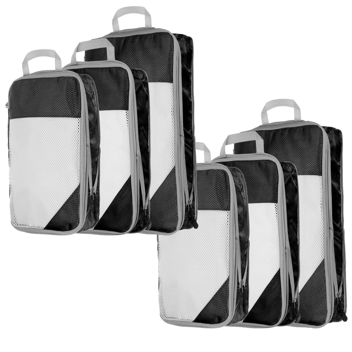 6-Piece Travel Compression Organizer Set with Mesh Shoe Bag - Lightweight and Durable Packing Cubes for Effortless Travel Organization