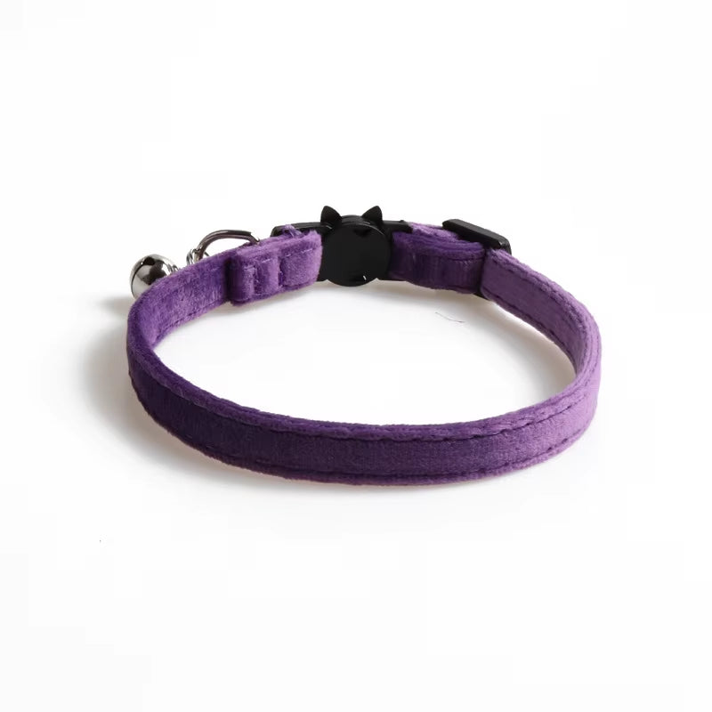 Velvet Cat Collar Solid Color Bowknot Puppy Chihuahua Collars with Bell Adjustable Safety Buckle Cats Bow Tie Pets Accessories
