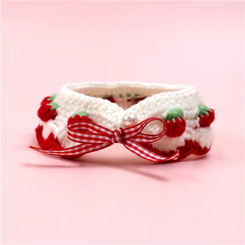 Cute Hand-Woven Cat and Dog Collar Wool Knitted Cat Collar Cute Cat and Dog Necklace Pet Collar
