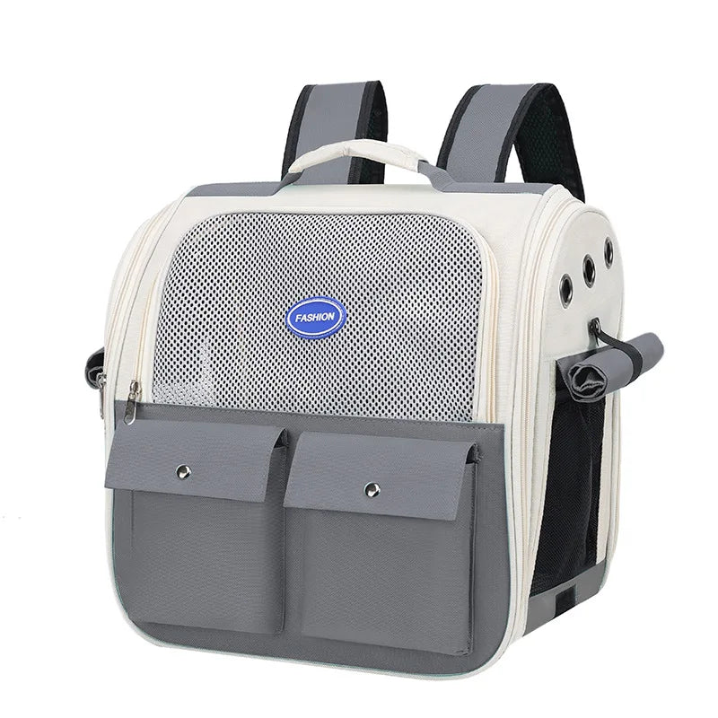 Ventilation Large Capacity Cat Carrier Backpack Adjustable Strap Pet Carrying Bag Foldable Cat Backpack for Outdoor Travel