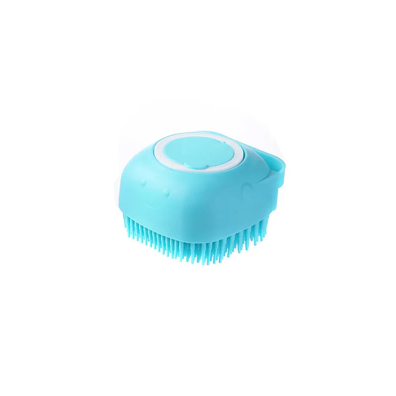 Pet Bath Brush Pet Massage Brush Shampoo Dispenser Soft Silicone Brush Rubber Bristle for Dogs and Cats Shower Grooming Tool