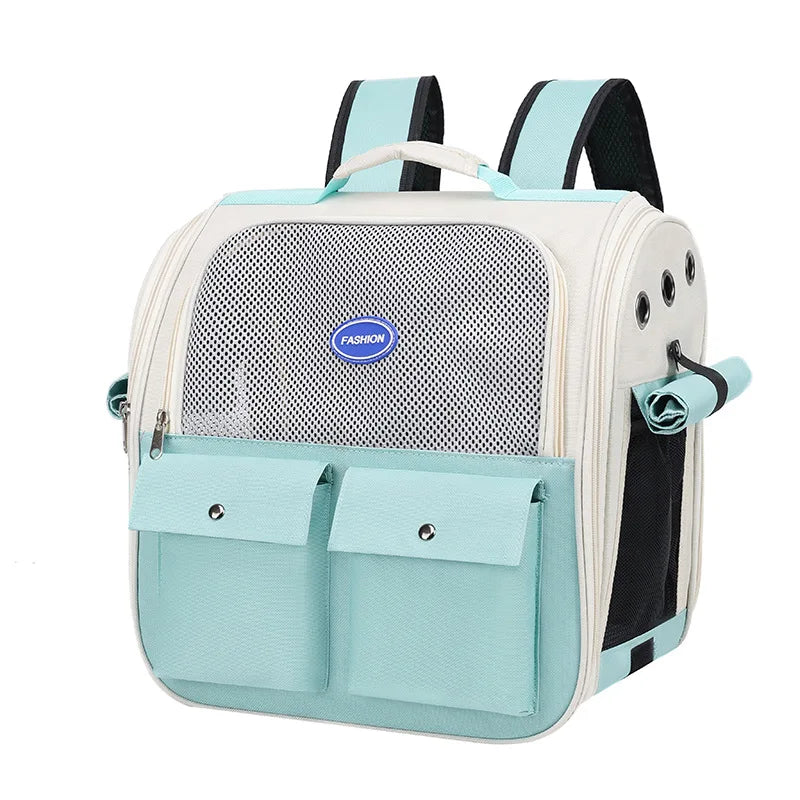 Ventilation Large Capacity Cat Carrier Backpack Adjustable Strap Pet Carrying Bag Foldable Cat Backpack for Outdoor Travel