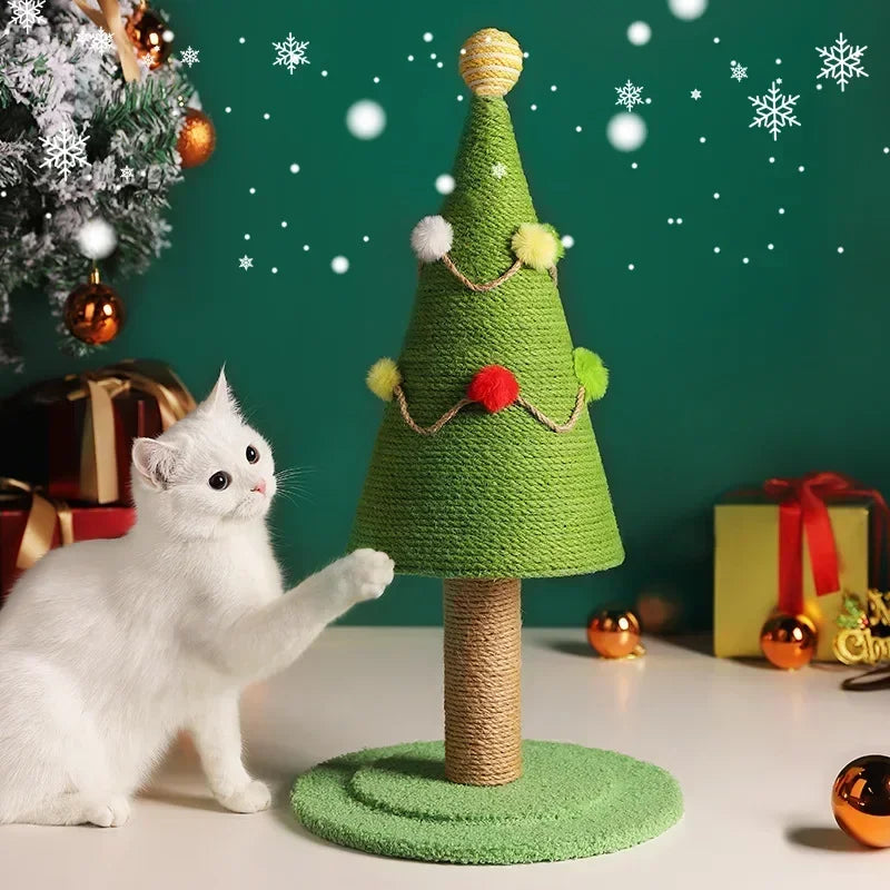 Christmas Tree Cat Scratcher Board Pet Climbing Frame Kitten Sisal Scratcher Wear-Resistant Vertical No Take up Space Cat Toys