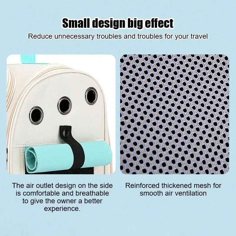Ventilation Large Capacity Cat Carrier Backpack Adjustable Strap Pet Carrying Bag Foldable Cat Backpack for Outdoor Travel
