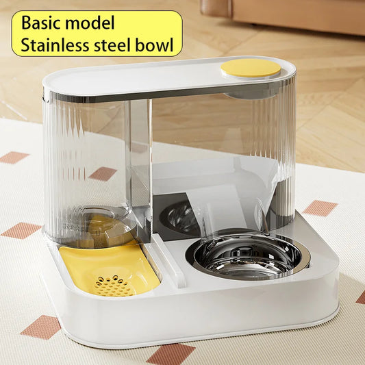 Two-In-One Automatic Pet Feeding Dish Integrated Plastic Cat Bowl Water Dispenser and Food/Water Bowl for Dogs and Cats