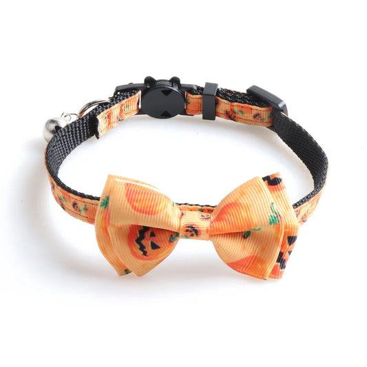 Newest Halloween Cat Collar with Bell Bowknot Puppy Kitten Necklace Adjustable Safety Buckle Chihuahua Bow Tie Pets Supplies