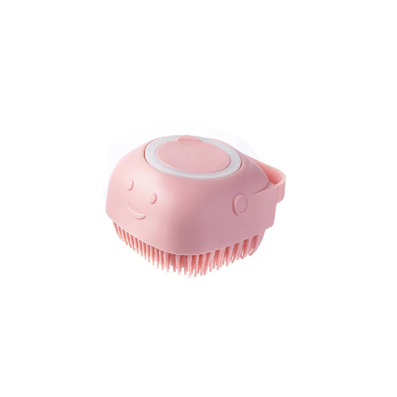 Pet Bath Brush Pet Massage Brush Shampoo Dispenser Soft Silicone Brush Rubber Bristle for Dogs and Cats Shower Grooming Tool