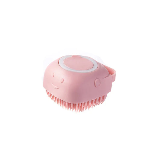 Pet Bath Brush Pet Massage Brush Shampoo Dispenser Soft Silicone Brush Rubber Bristle for Dogs and Cats Shower Grooming Tool