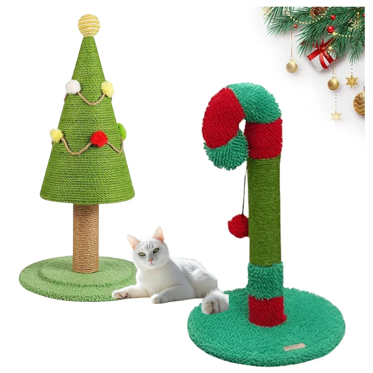 Christmas Tree Cat Scratcher Board Pet Climbing Frame Kitten Sisal Scratcher Wear-Resistant Vertical No Take up Space Cat Toys