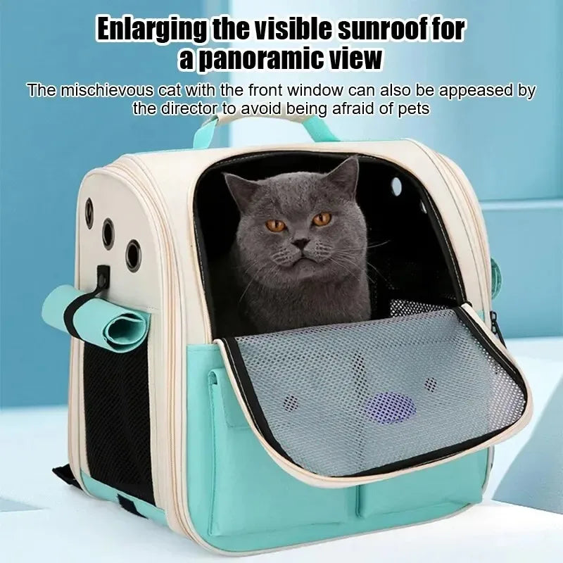 Ventilation Large Capacity Cat Carrier Backpack Adjustable Strap Pet Carrying Bag Foldable Cat Backpack for Outdoor Travel