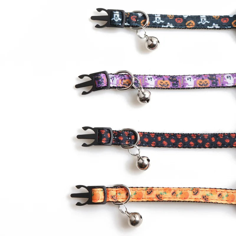 Newest Halloween Cat Collar with Bell Bowknot Puppy Kitten Necklace Adjustable Safety Buckle Chihuahua Bow Tie Pets Supplies