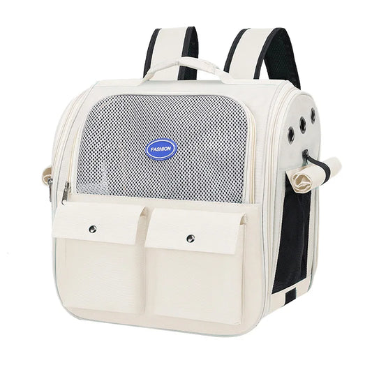 Ventilation Large Capacity Cat Carrier Backpack Adjustable Strap Pet Carrying Bag Foldable Cat Backpack for Outdoor Travel