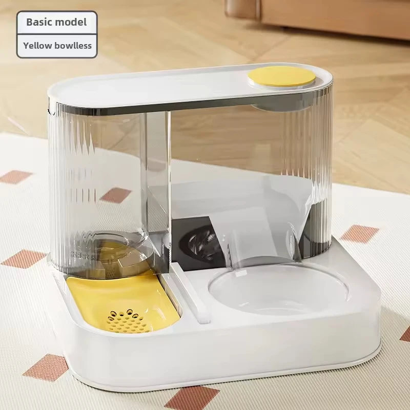 Two-In-One Automatic Pet Feeding Dish Integrated Plastic Cat Bowl Water Dispenser and Food/Water Bowl for Dogs and Cats