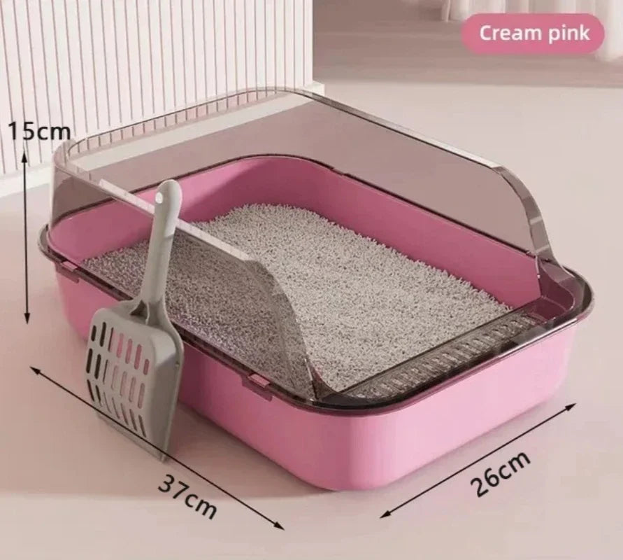Discover the Ultimate Kitty Sandbox: Semi-Enclosed Splashproof Cat Litter Box for a Clean and Comfortable Cat Toilet Experience
