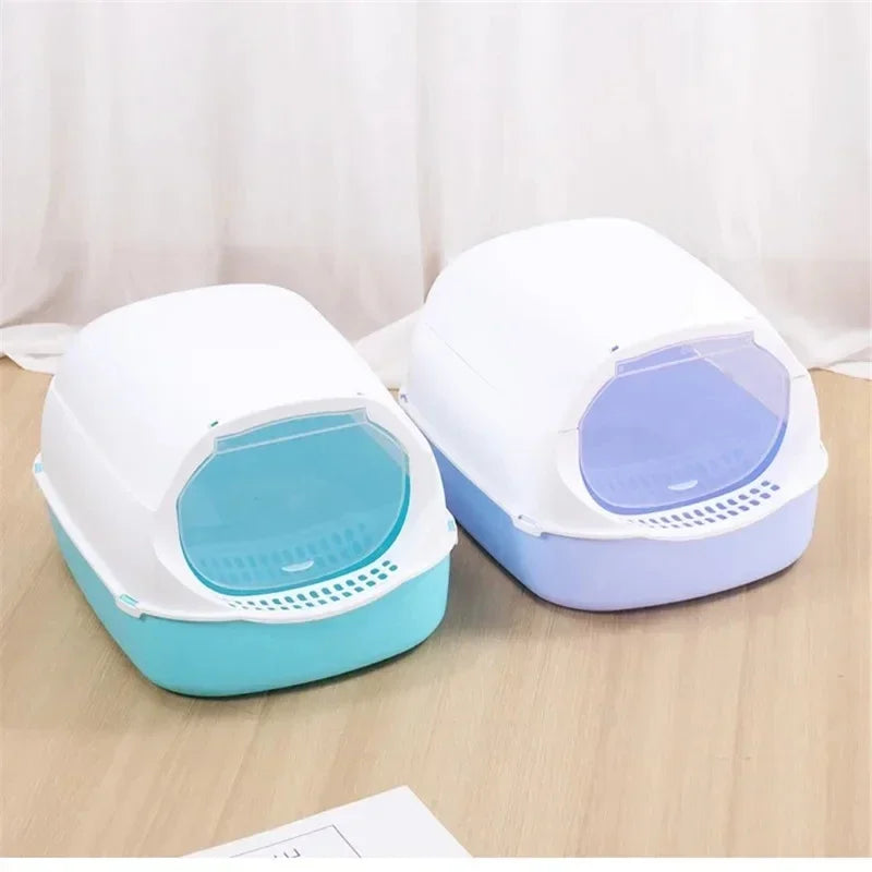 Discover the Ultimate Kitty Sandbox: Semi-Enclosed Splashproof Cat Litter Box for a Clean and Comfortable Cat Toilet Experience