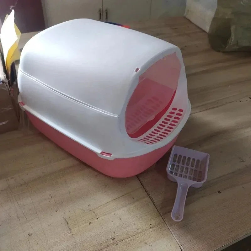 Discover the Ultimate Kitty Sandbox: Semi-Enclosed Splashproof Cat Litter Box for a Clean and Comfortable Cat Toilet Experience
