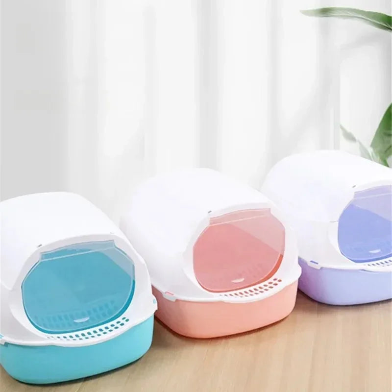 Discover the Ultimate Kitty Sandbox: Semi-Enclosed Splashproof Cat Litter Box for a Clean and Comfortable Cat Toilet Experience