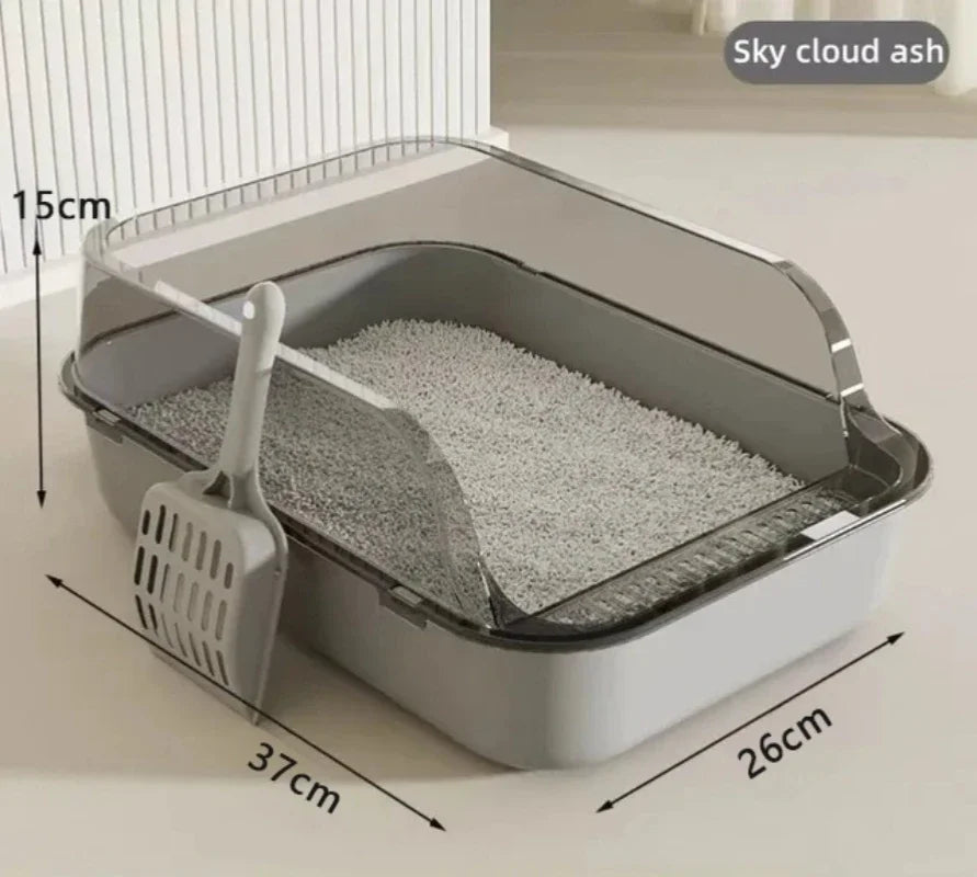 Discover the Ultimate Kitty Sandbox: Semi-Enclosed Splashproof Cat Litter Box for a Clean and Comfortable Cat Toilet Experience