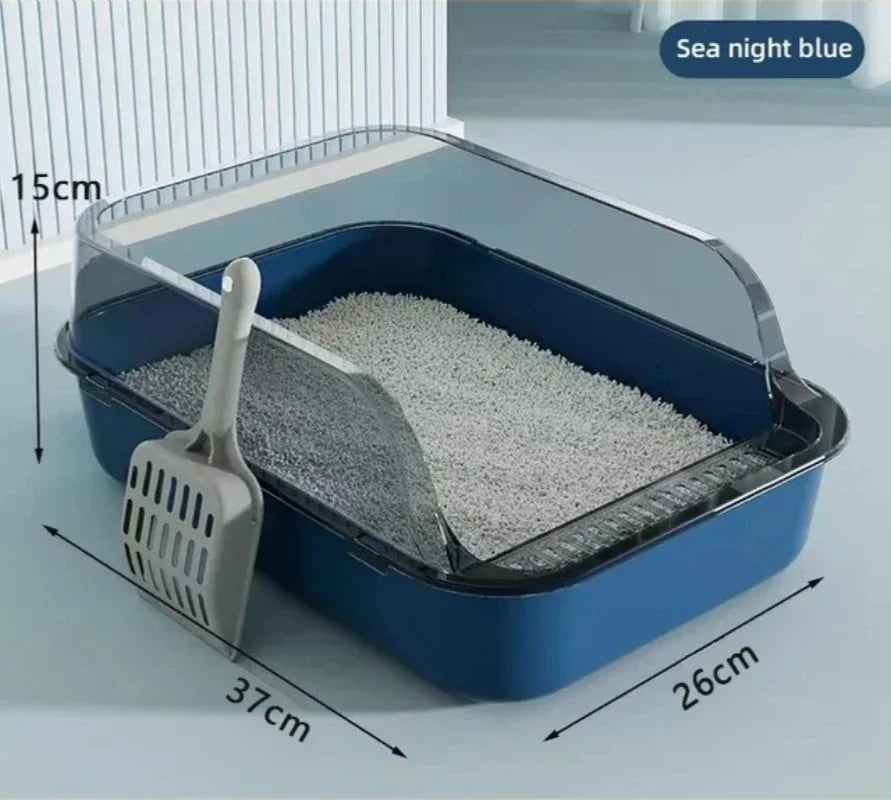 Discover the Ultimate Kitty Sandbox: Semi-Enclosed Splashproof Cat Litter Box for a Clean and Comfortable Cat Toilet Experience