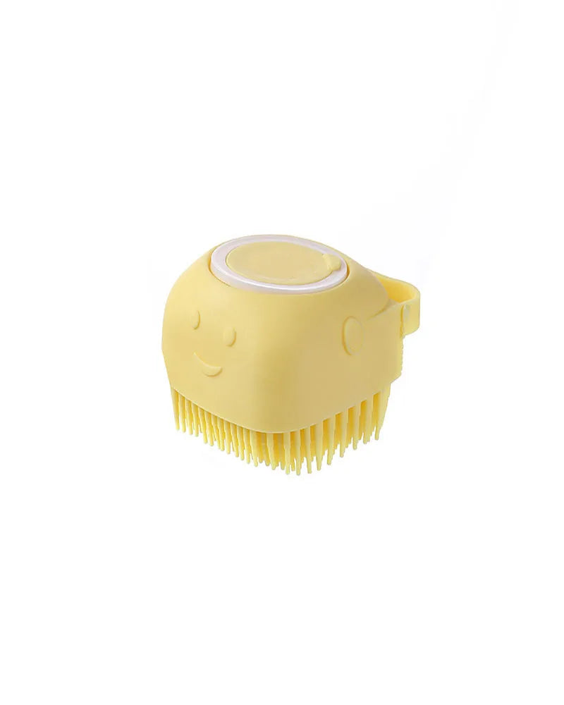 Pet Bath Brush Pet Massage Brush Shampoo Dispenser Soft Silicone Brush Rubber Bristle for Dogs and Cats Shower Grooming Tool