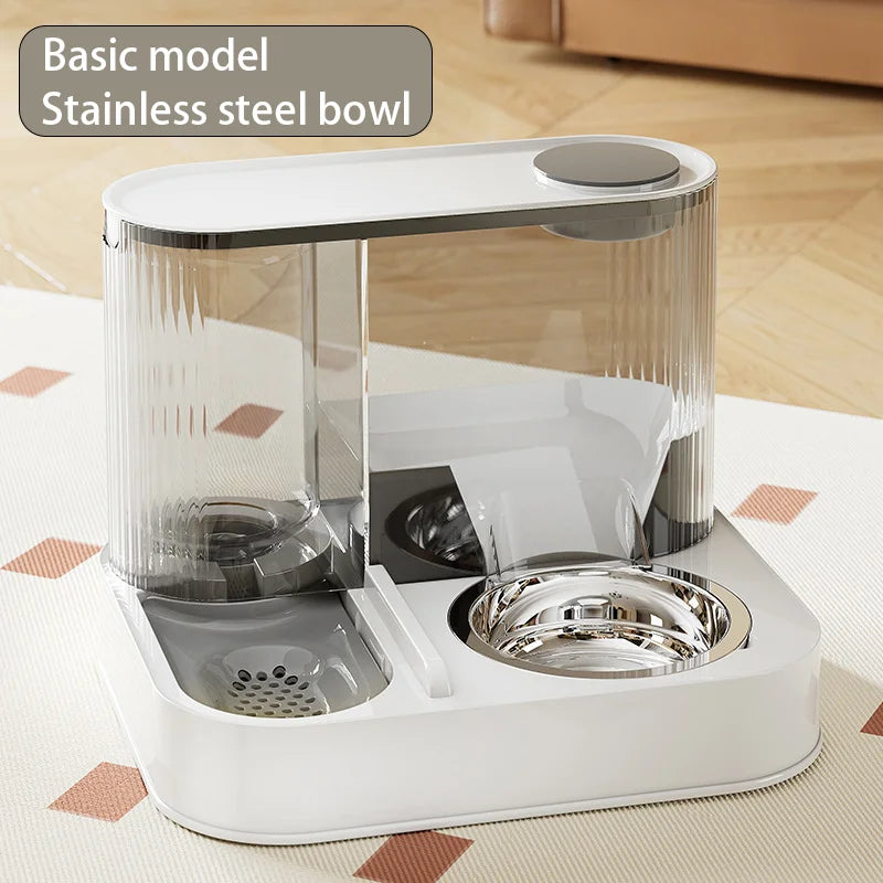 Two-In-One Automatic Pet Feeding Dish Integrated Plastic Cat Bowl Water Dispenser and Food/Water Bowl for Dogs and Cats