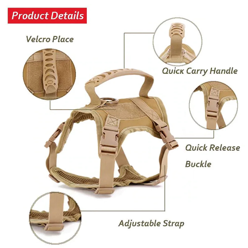 Cat Harness Leash Tactical Vest Small Dog Kitten Military Harness Escape Proof Full Body Breathable for Puppy Walking Training
