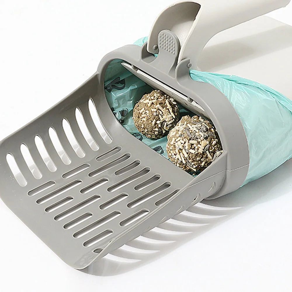 Portable Detachable Pet Cleaning Supplies Large Capacity Cat Litter Scooper with Big Shovel Head Cat Litter Picker & Trash Bag
