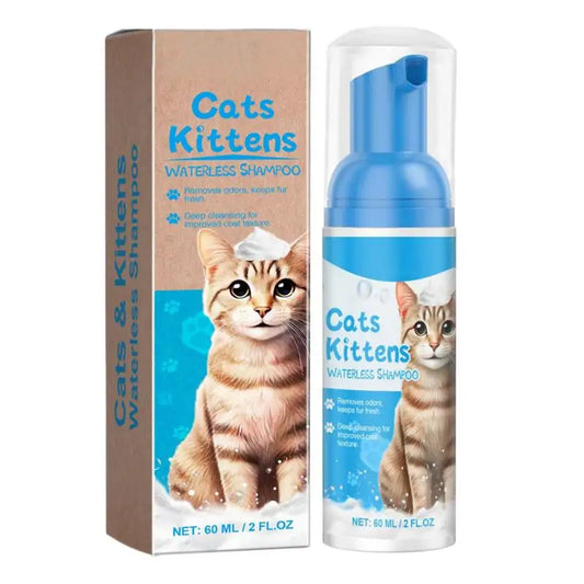 Flea Shampoo for Cats No Rinse Quick-Drying Cat Shampoo Licking Safe Dry Shampoo 60Ml Gentle Foam Shampoo for Cats Deep