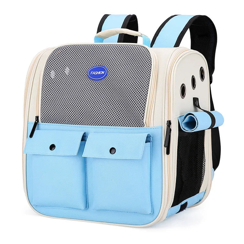 Ventilation Large Capacity Cat Carrier Backpack Adjustable Strap Pet Carrying Bag Foldable Cat Backpack for Outdoor Travel