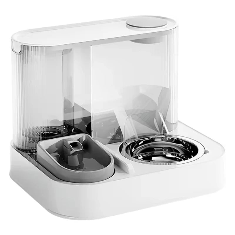 Two-In-One Automatic Pet Feeding Dish Integrated Plastic Cat Bowl Water Dispenser and Food/Water Bowl for Dogs and Cats