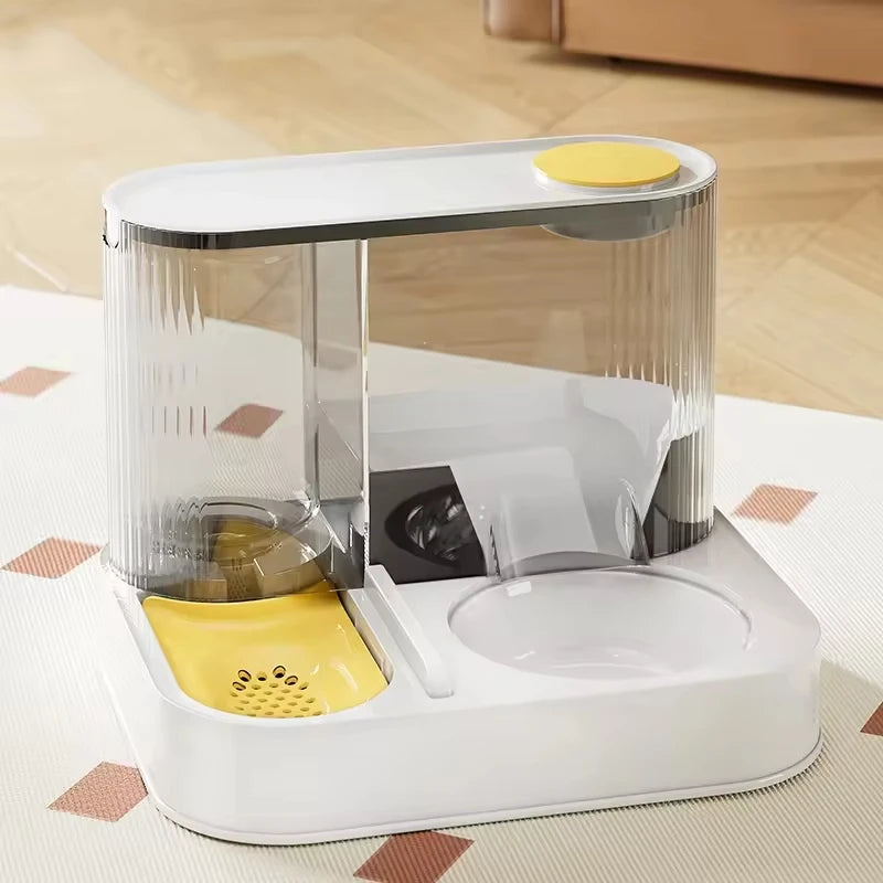 Two-In-One Automatic Pet Feeding Dish Integrated Plastic Cat Bowl Water Dispenser and Food/Water Bowl for Dogs and Cats